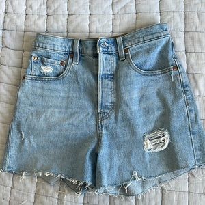 Levi’s ribcage denim shorts